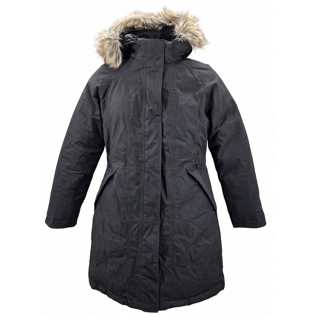 North Face Arctic Parka Down Coat Jacket Womens Black Removable Hood NF00CC13 S